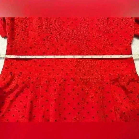 Vintage 70s 80s Liz Claiborne Red Button Back Polka Dot Dress Size 4 - Picture 7 of 8